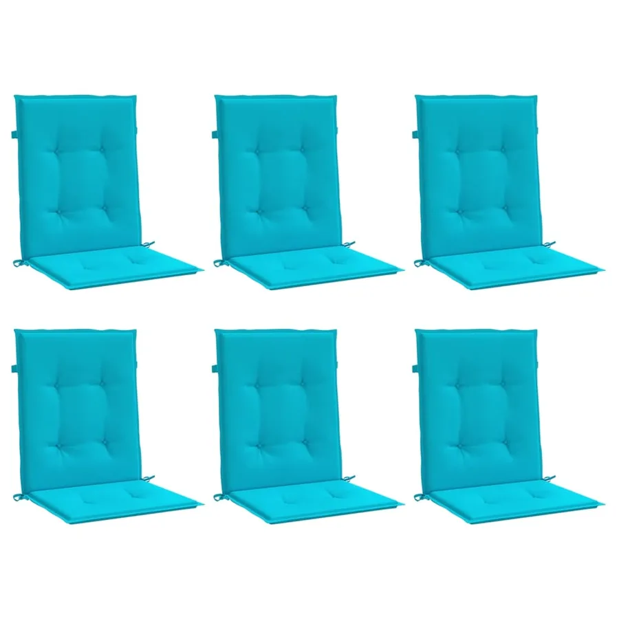 Coussins de chaise à dossier bas lot de 6 turquoise tissu - 3