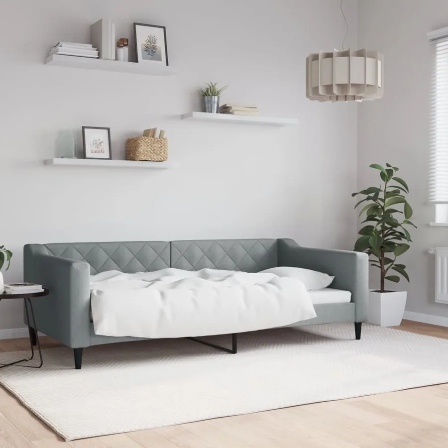 Lit de repos sans matelas gris clair 90x190 cm tissu