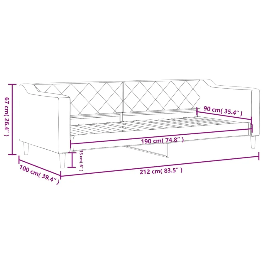 Lit de repos sans matelas gris clair 90x190 cm tissu - 7