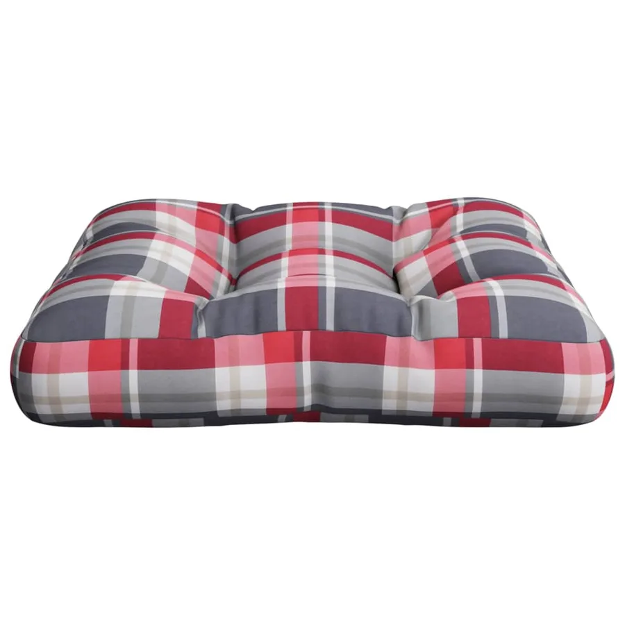 Coussin de palette motif à carreaux rouge tissu - 5