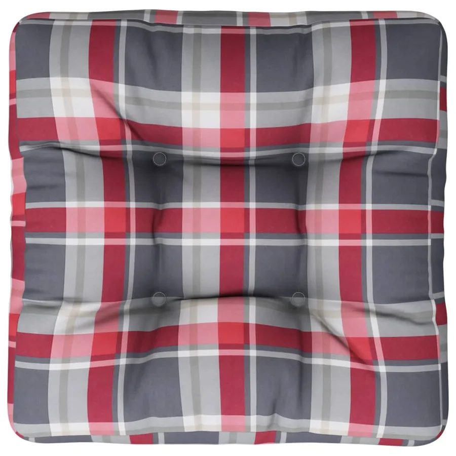Coussin de palette motif à carreaux rouge tissu - 6