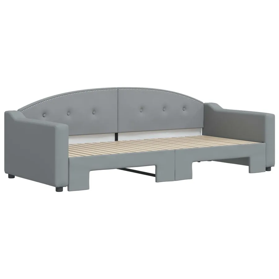 Lit de jour avec gigogne sans matelas gris clair 90x200 cm - 3