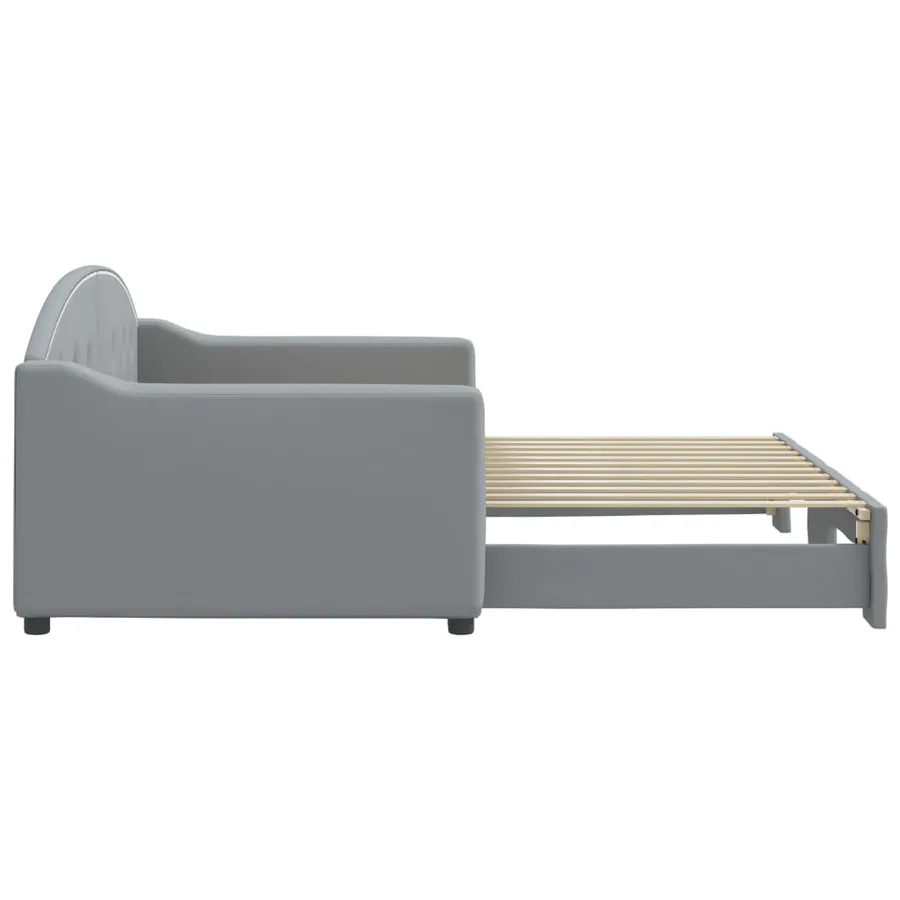 Lit de jour avec gigogne sans matelas gris clair 90x200 cm - 4