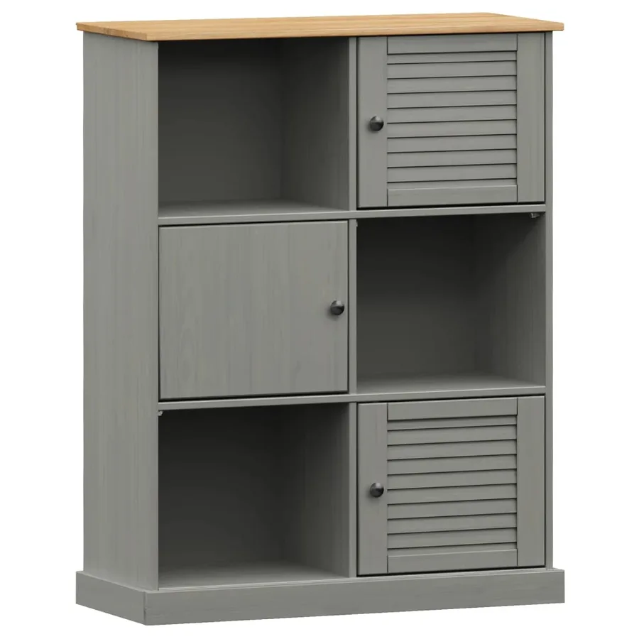 Bibliothèque VIGO gris 90x35x114,5 cm bois massif de pin - 2