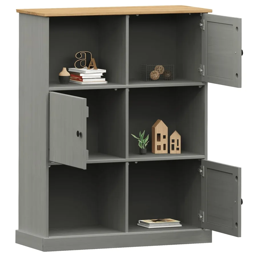 Bibliothèque VIGO gris 90x35x114,5 cm bois massif de pin - 3