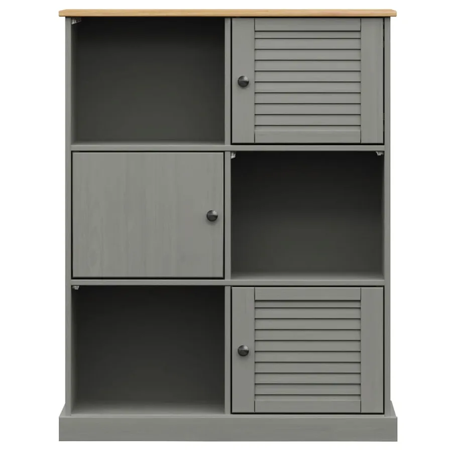 Bibliothèque VIGO gris 90x35x114,5 cm bois massif de pin - 4
