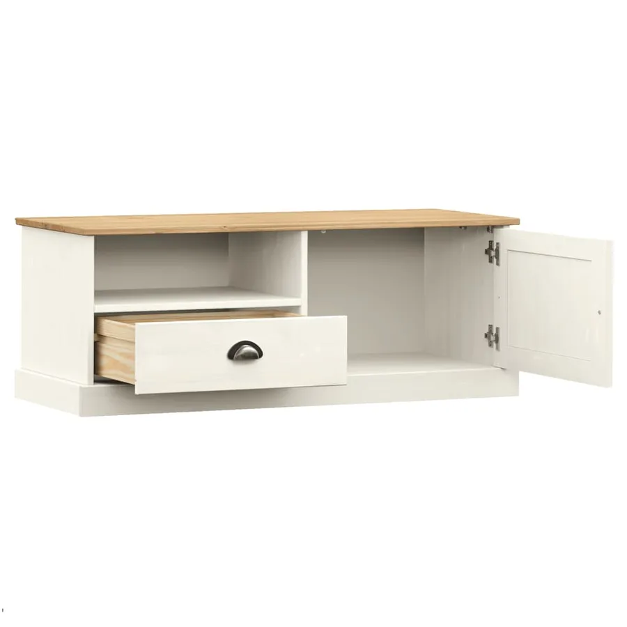Meuble TV VIGO blanc 106x40x40 cm bois massif de pin - 4