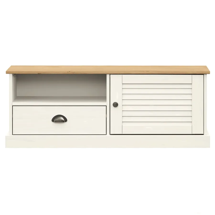 Meuble TV VIGO blanc 106x40x40 cm bois massif de pin - 5