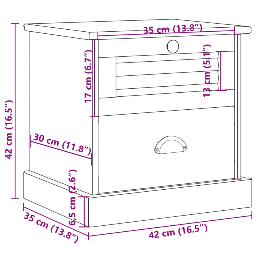 Table de chevet VIGO 42x35x42 cm bois de pin massif - 9