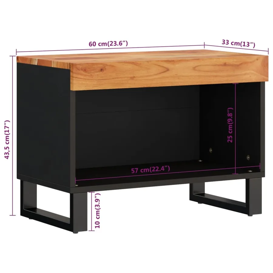 Meuble TV 60x33x43,5 cm bois d'acacia massif - 8