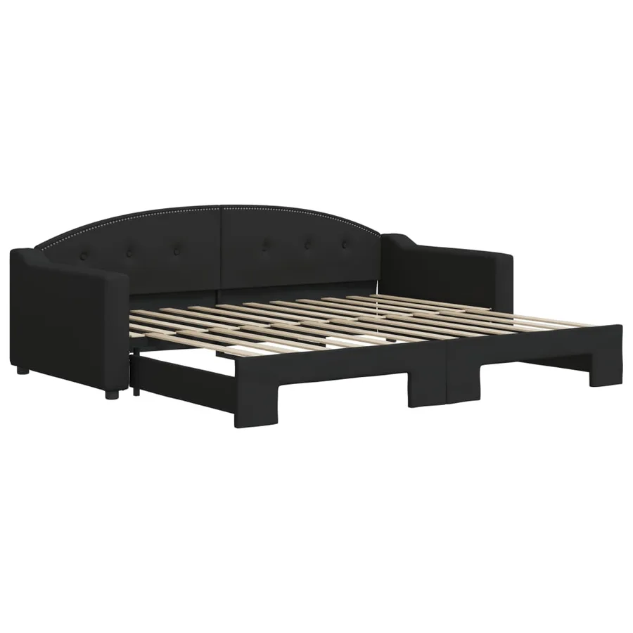 Lit de jour avec gigogne sans matelas noir 90x200 cm - 2