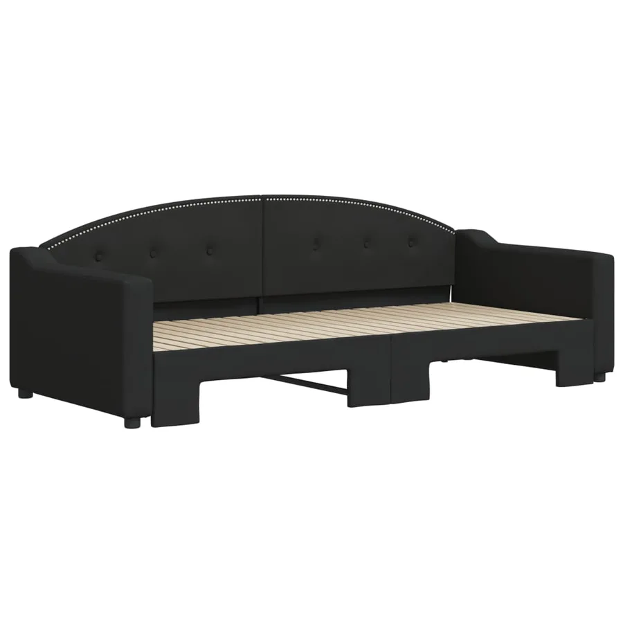Lit de jour avec gigogne sans matelas noir 90x200 cm - 3