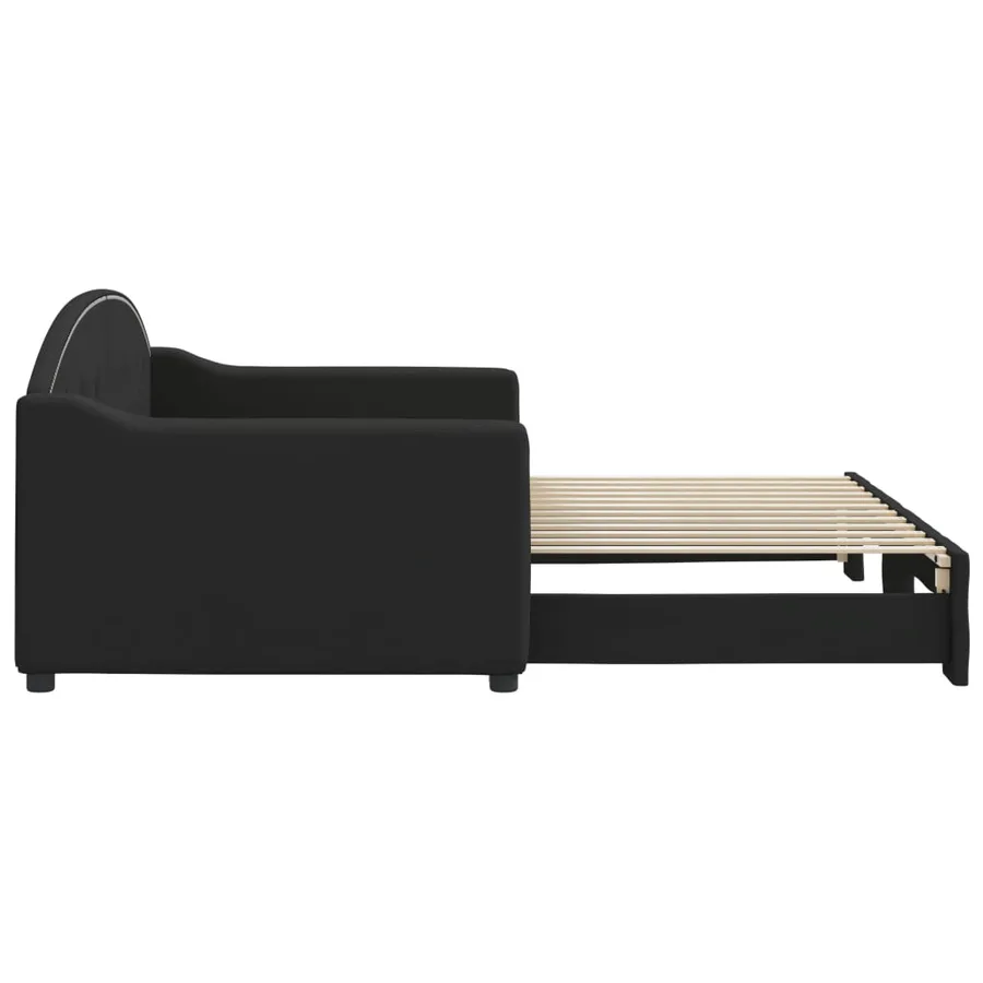 Lit de jour avec gigogne sans matelas noir 90x200 cm - 4