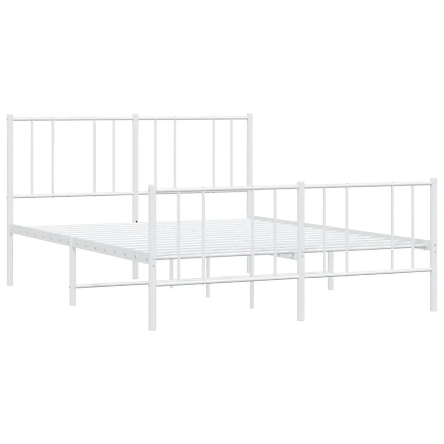 Cadre de lit métal sans matelas et pied de lit blanc 140x190 cm - 3