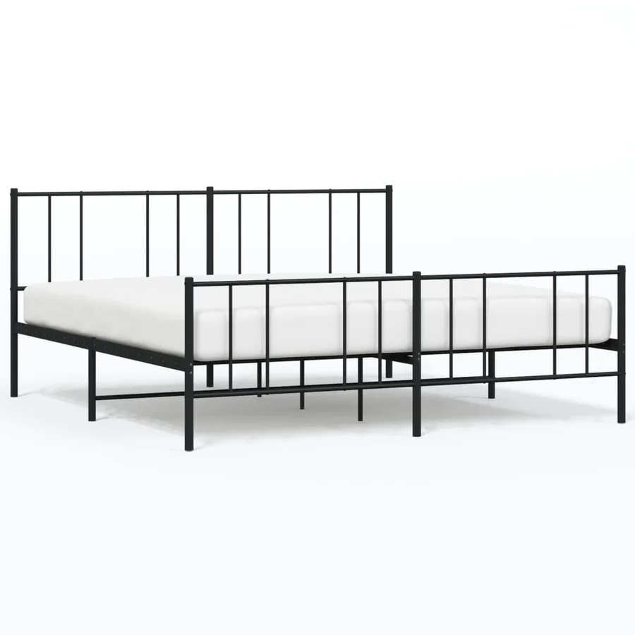 Cadre de lit métal sans matelas avec pied de lit noir 200x200cm - 2