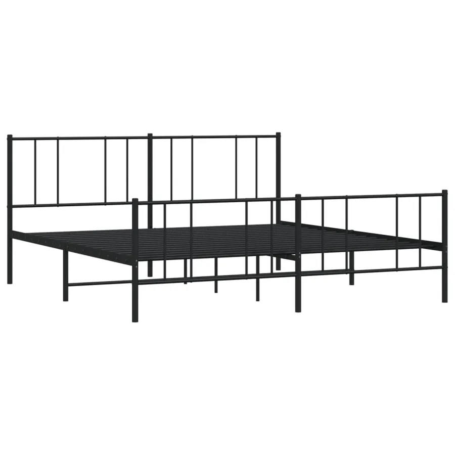 Cadre de lit métal sans matelas avec pied de lit noir 200x200cm - 3