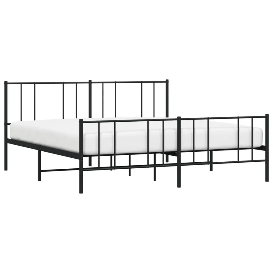 Cadre de lit métal sans matelas avec pied de lit noir 200x200cm - 5