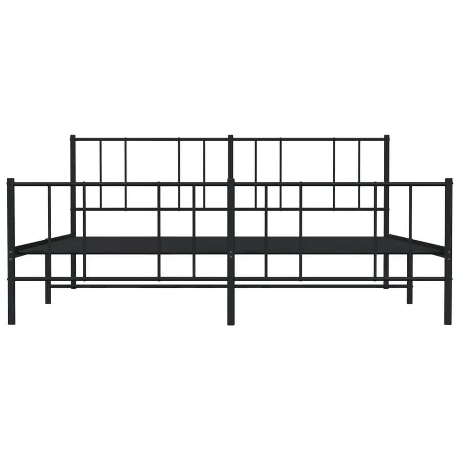 Cadre de lit métal sans matelas avec pied de lit noir 200x200cm - 6