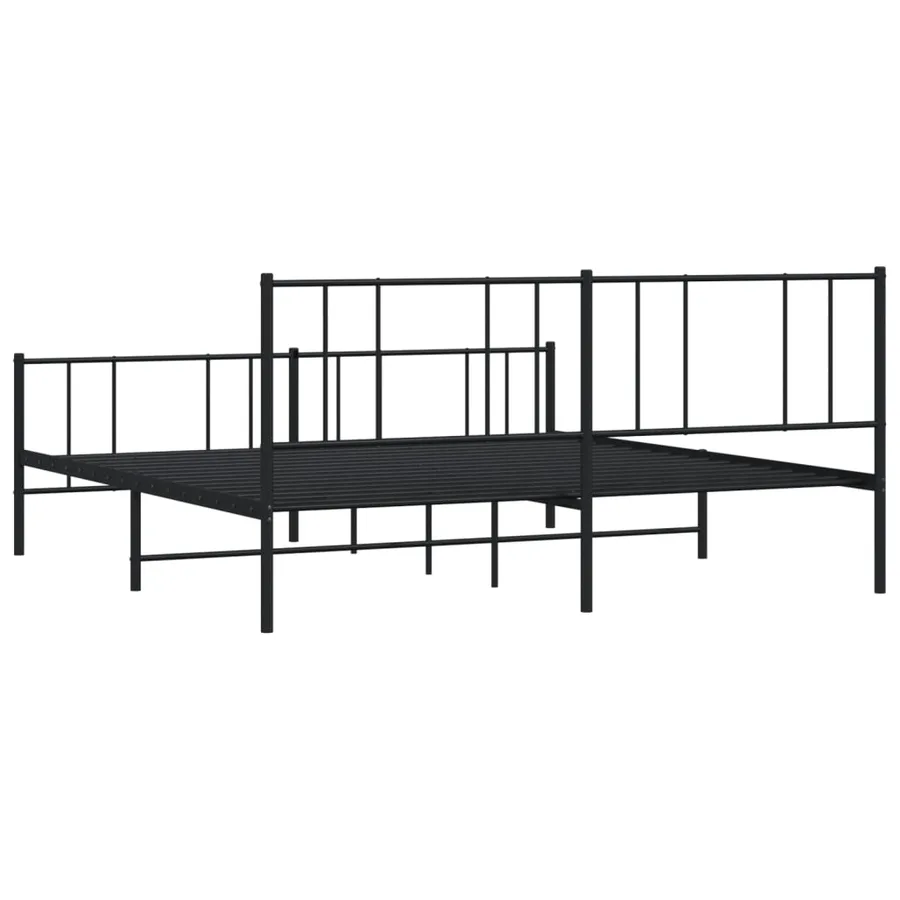 Cadre de lit métal sans matelas avec pied de lit noir 200x200cm - 8
