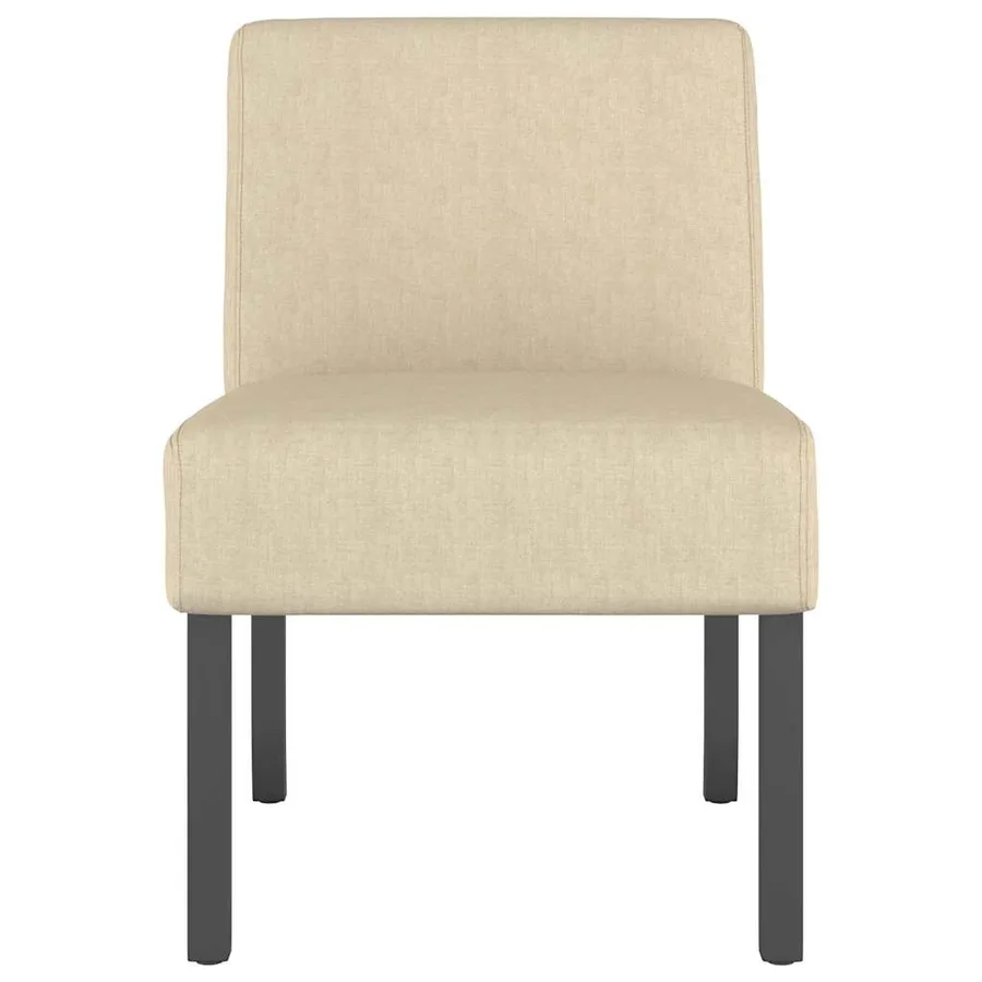 Fauteuil sans accoudoirs crème tissu - 3