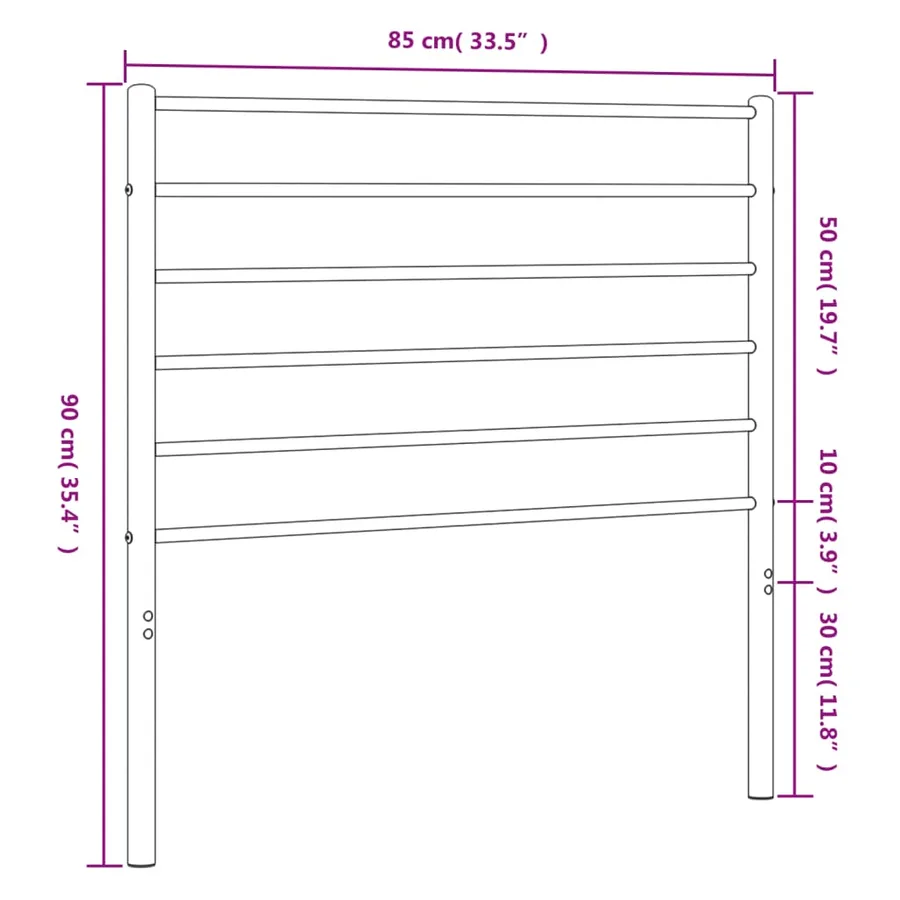 Tête de lit de remplacement métal noir 80 cm - 7