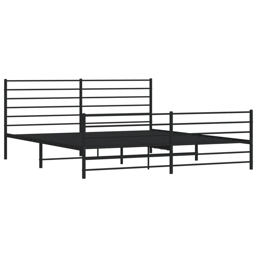 Cadre de lit métal sans matelas avec pied de lit noir 200x200cm - 3