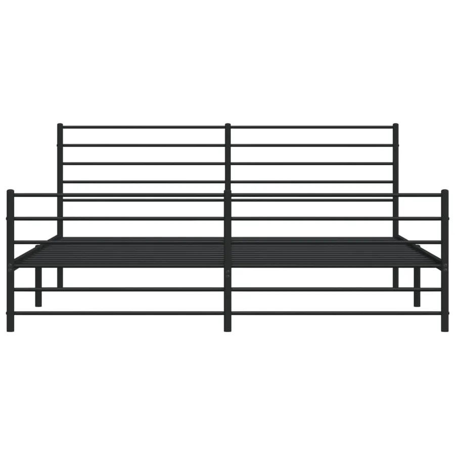 Cadre de lit métal sans matelas avec pied de lit noir 200x200cm - 6