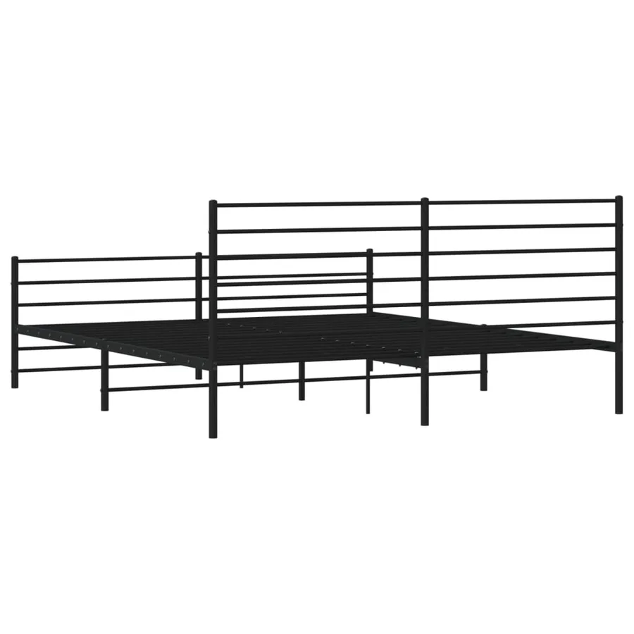 Cadre de lit métal sans matelas avec pied de lit noir 200x200cm - 8