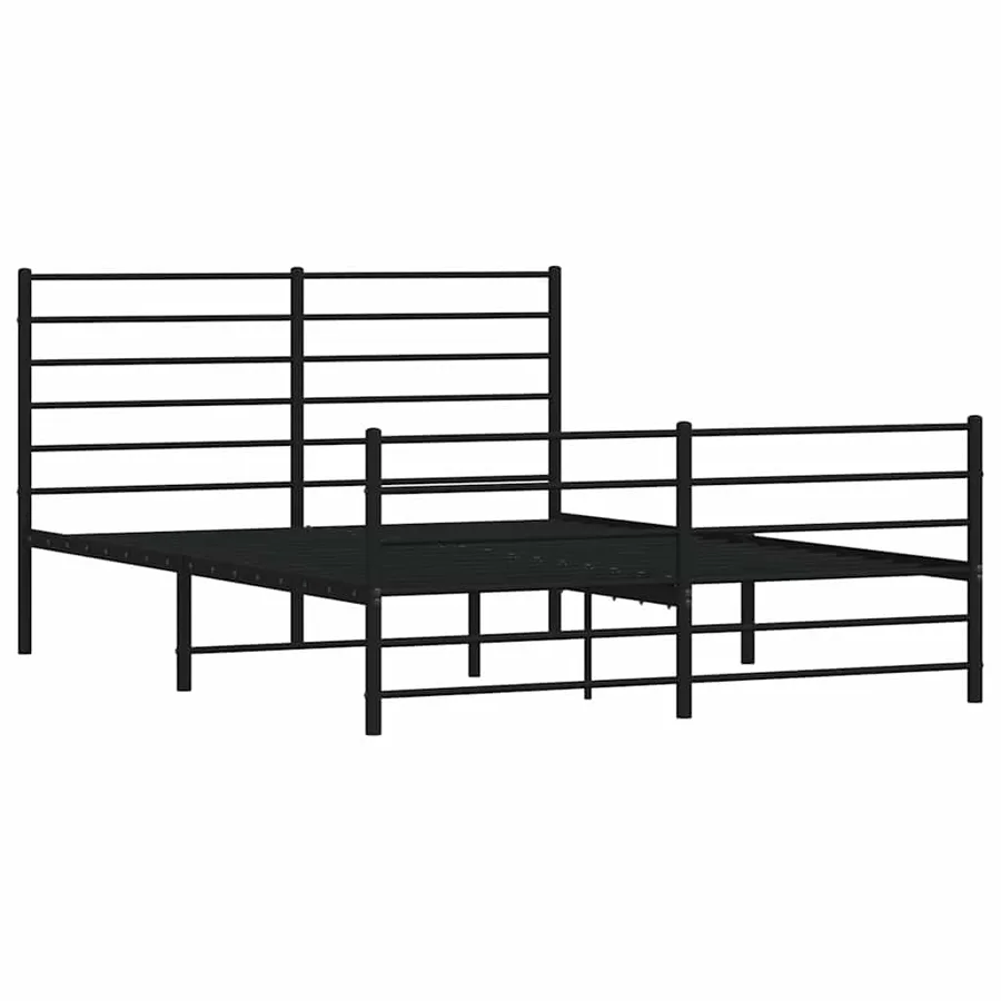 Cadre de lit métal sans matelas avec pied de lit noir 140x200cm - 3