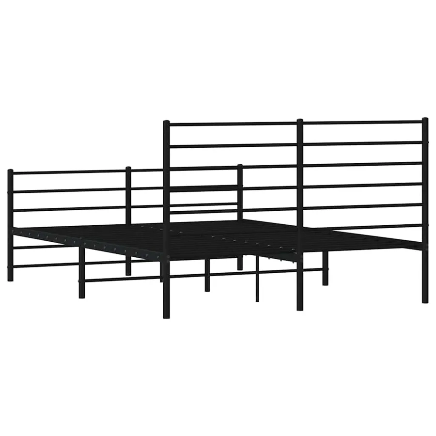 Cadre de lit métal sans matelas avec pied de lit noir 140x200cm - 8