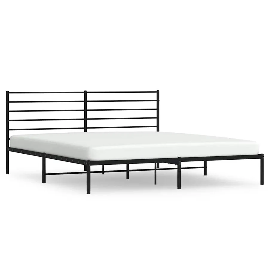 Cadre de lit métal sans matelas avec tête de lit noir 193x203cm - 2