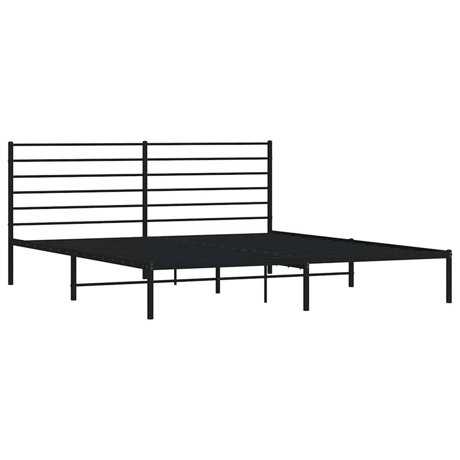 Cadre de lit métal sans matelas avec tête de lit noir 193x203cm - 4
