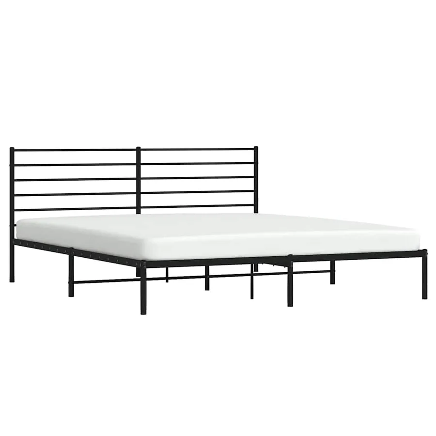 Cadre de lit métal sans matelas avec tête de lit noir 193x203cm - 5