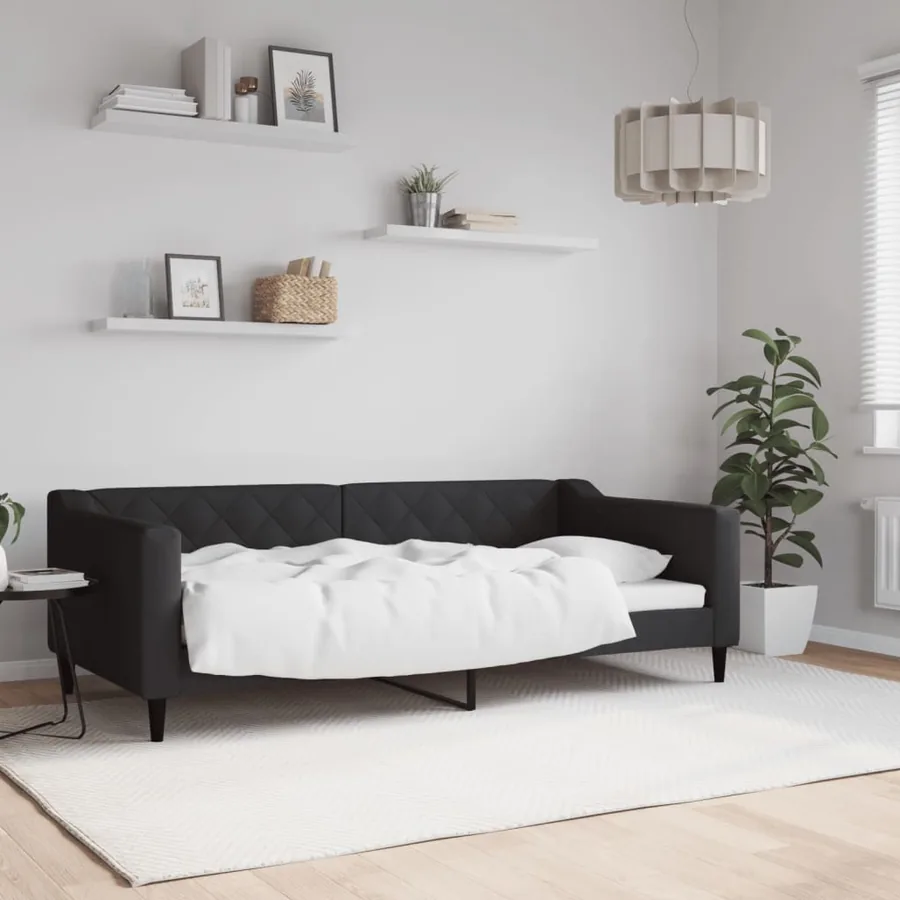 Lit de repos sans matelas noir 90x190 cm tissu