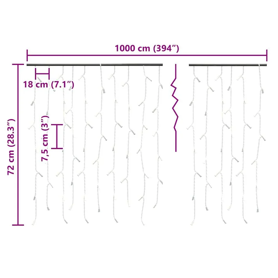 Rideau lumineux à glaçons LED 10m 400LED Blanc froid 8fonctions - 5