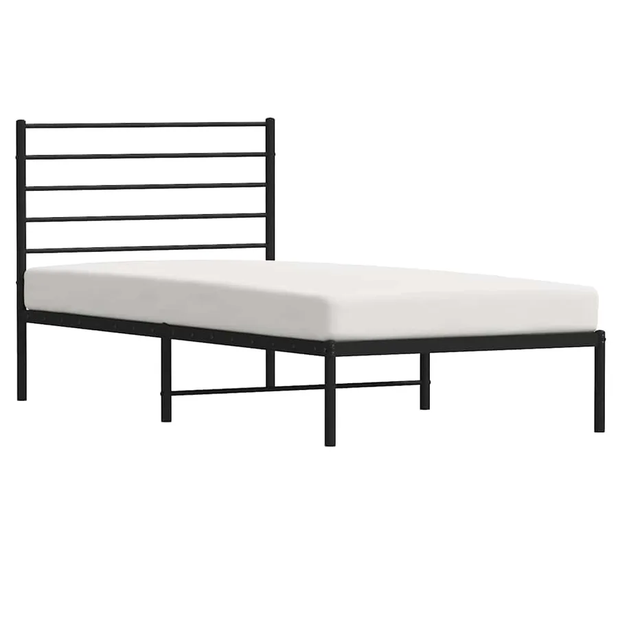 Cadre de lit métal sans matelas avec tête de lit noir 90x200 cm - 5