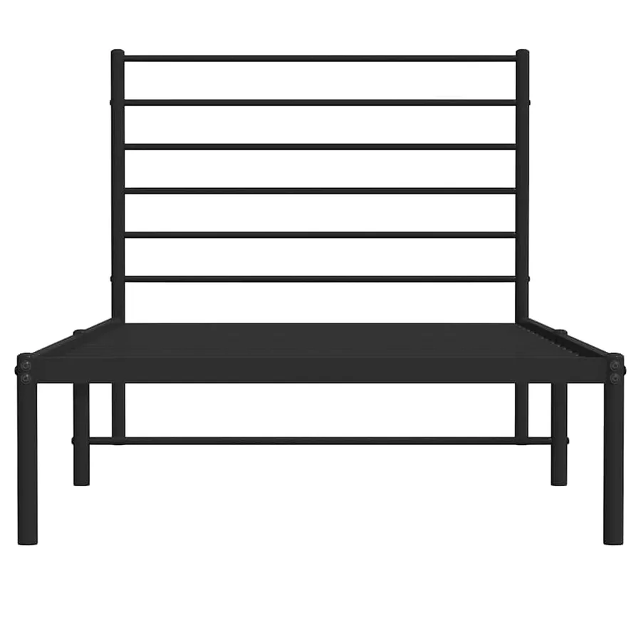 Cadre de lit métal sans matelas avec tête de lit noir 90x200 cm - 6