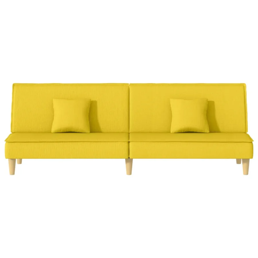 Canapé-lit jaune clair tissu - 4