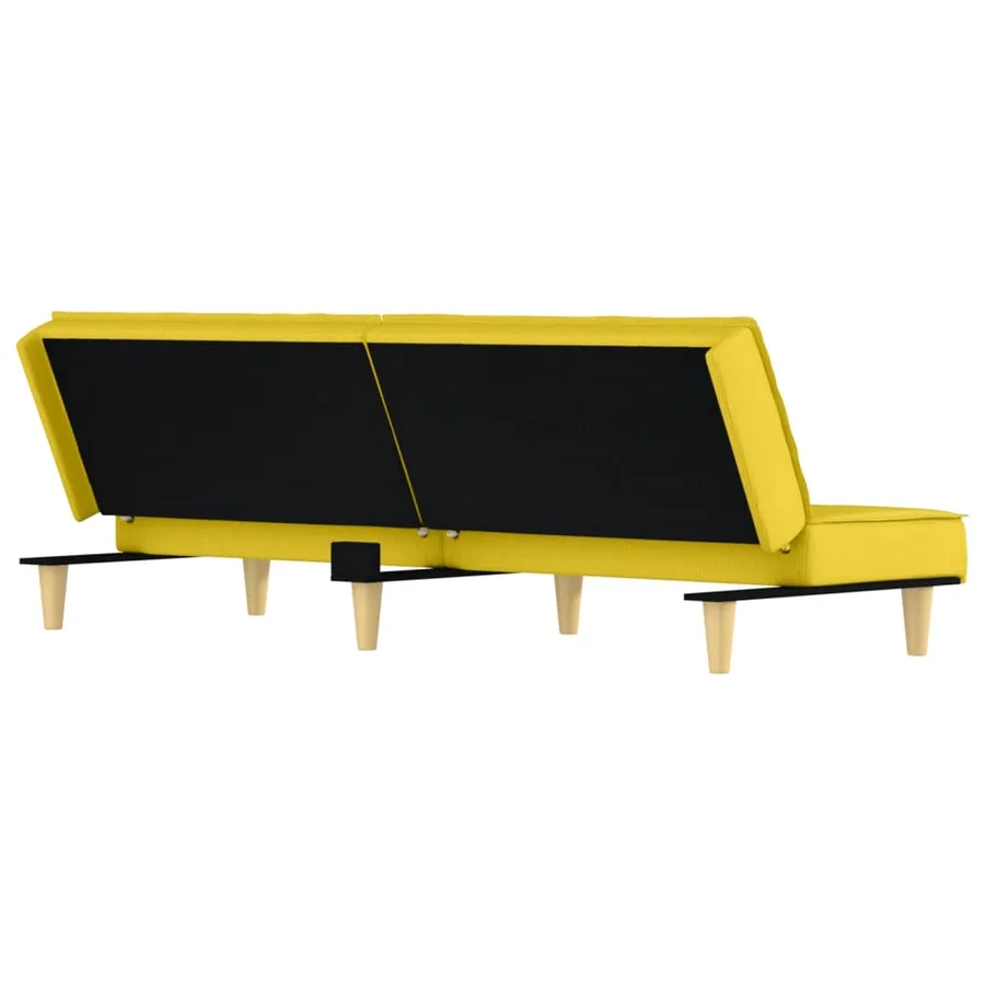 Canapé-lit jaune clair tissu - 6