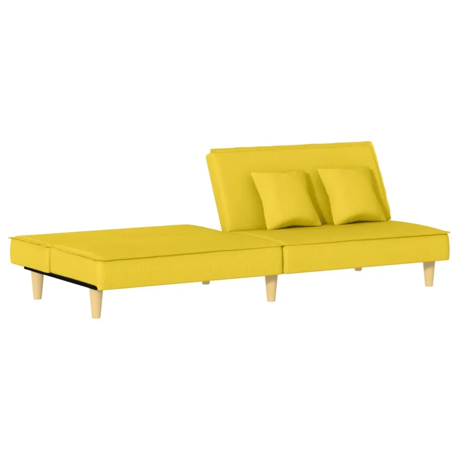 Canapé-lit jaune clair tissu - 7
