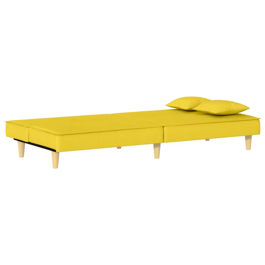 Canapé-lit jaune clair tissu - 8