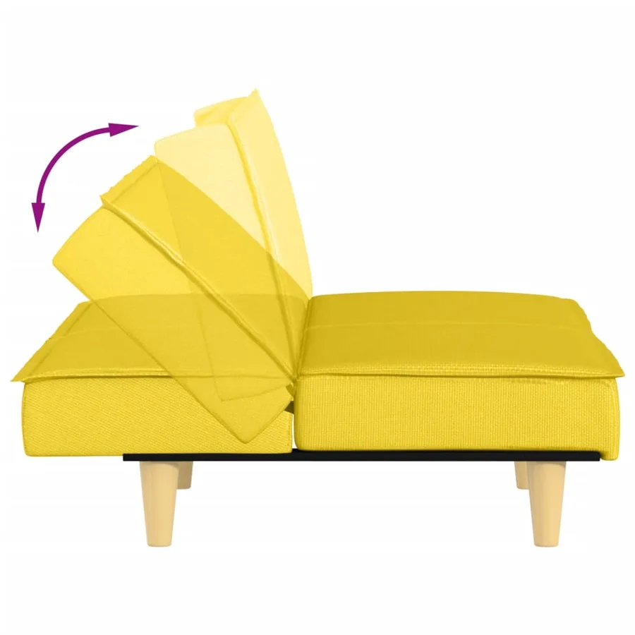 Canapé-lit jaune clair tissu - 9