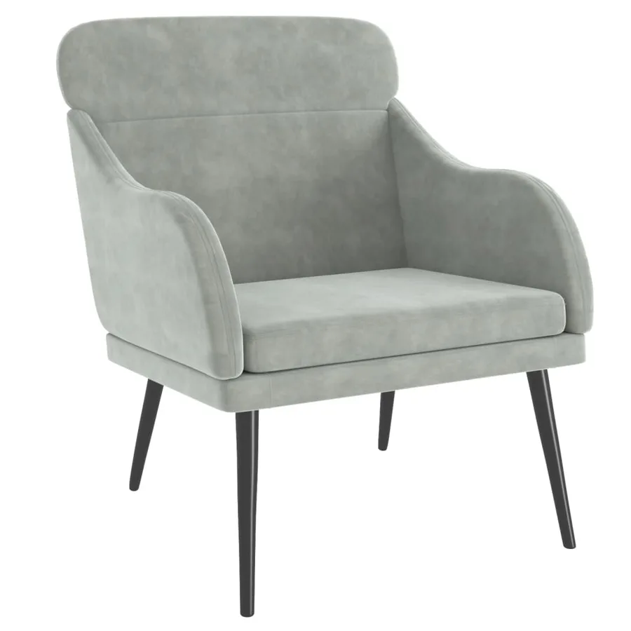 Fauteuil Gris clair 63x76x80 cm Velours - 2