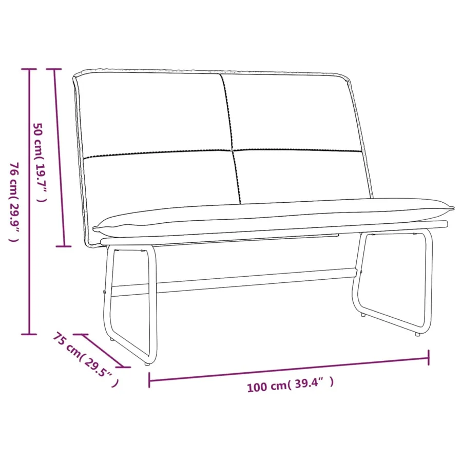 Banc Gris 100x75x76 cm Similicuir - 8