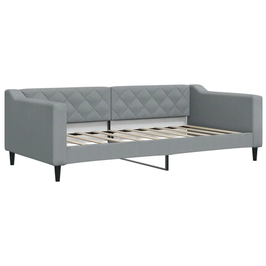 Lit de jour avec gigogne et matelas gris clair 90x190 cm tissu - 4