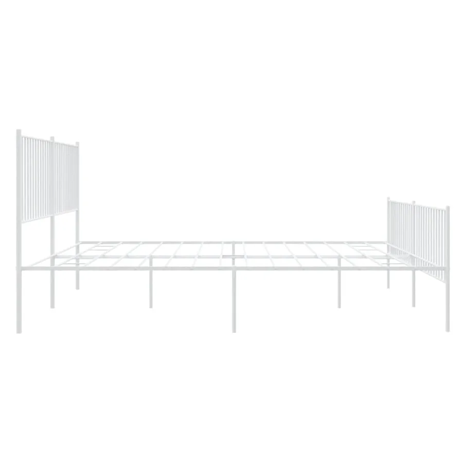 Cadre de lit métal sans matelas et pied de lit blanc 200x200 cm - 6