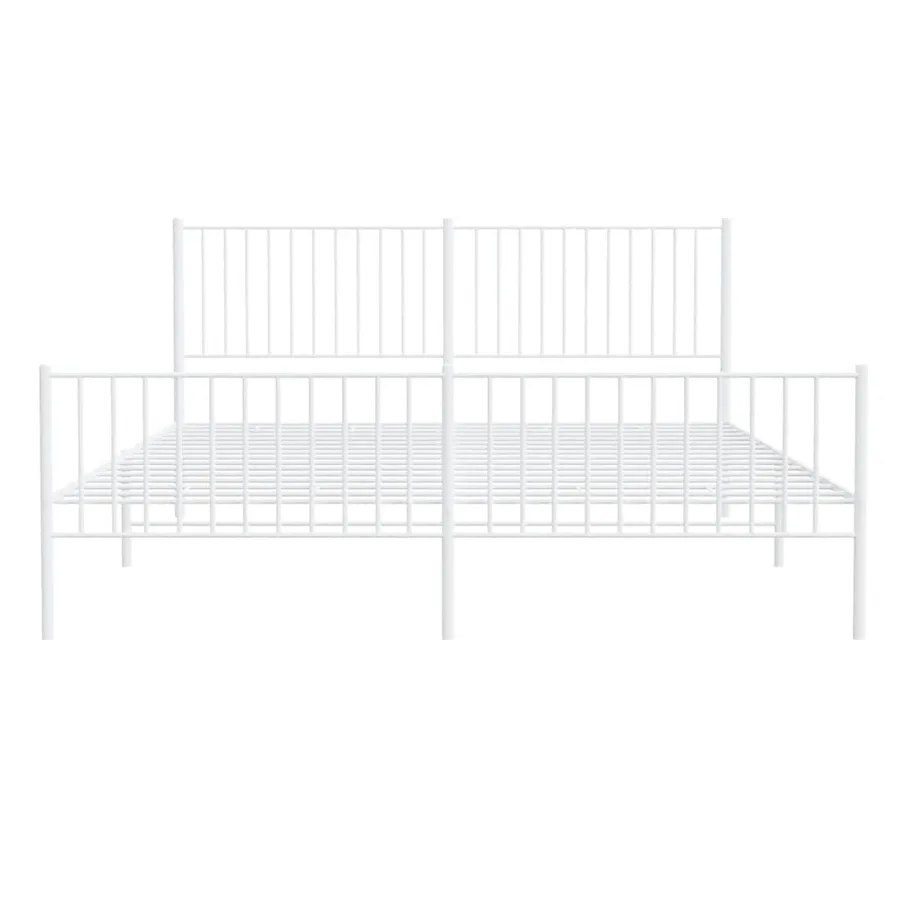 Cadre de lit métal sans matelas et pied de lit blanc 183x213 cm - 6