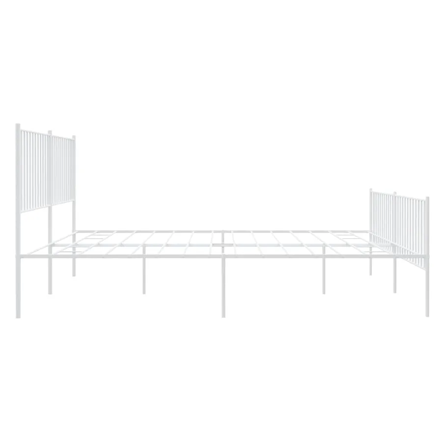 Cadre de lit métal sans matelas et pied de lit blanc 183x213 cm - 7