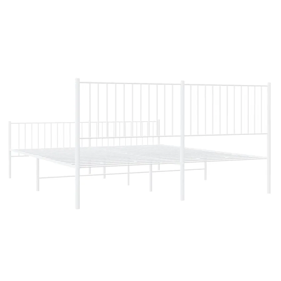 Cadre de lit métal sans matelas et pied de lit blanc 183x213 cm - 8