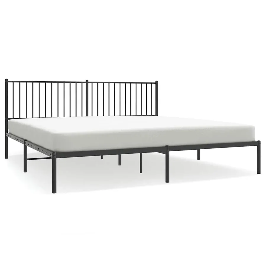 Cadre de lit métal sans matelas avec tête de lit noir 193x203cm - 2